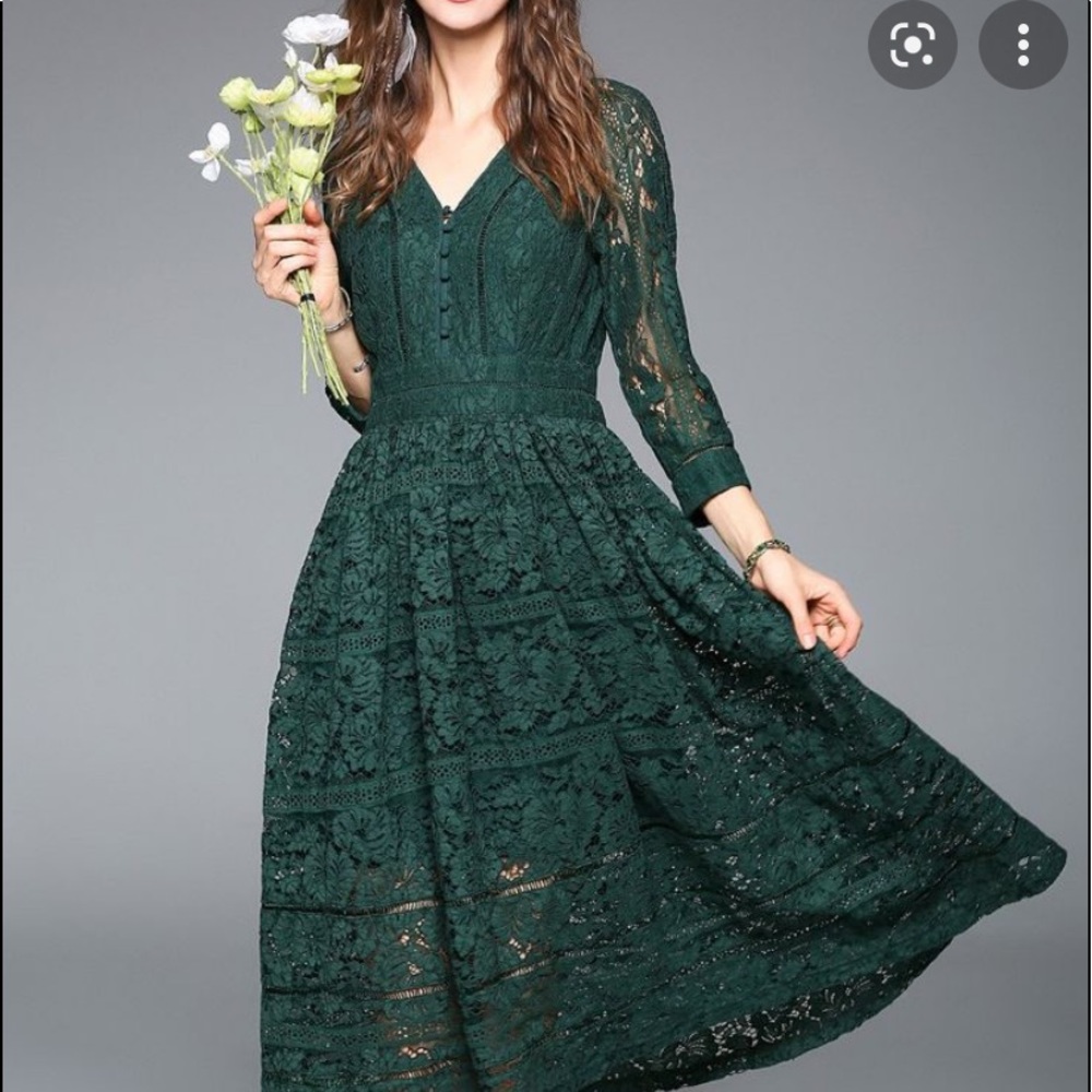 Sweet smile emerald green lace dress